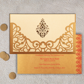 SHIMMERY DAMASK THEMED - LASER CUT WEDDING CARD : CIN-8262D