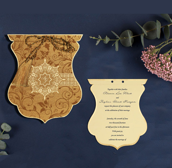 BLUE SHIMMERY SCREEN PRINTED WEDDING INVITATION : CIN-8229O-IndianWeddingCards