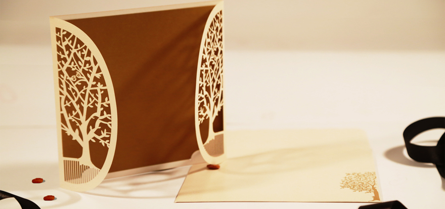 Off-White Laser Cut Wedding Invites