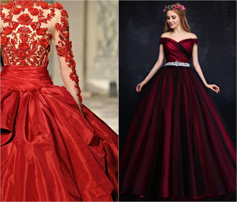 Red wedding bridal dress