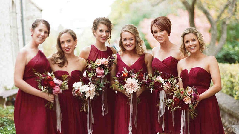 Red wedding bridesmaid dress
