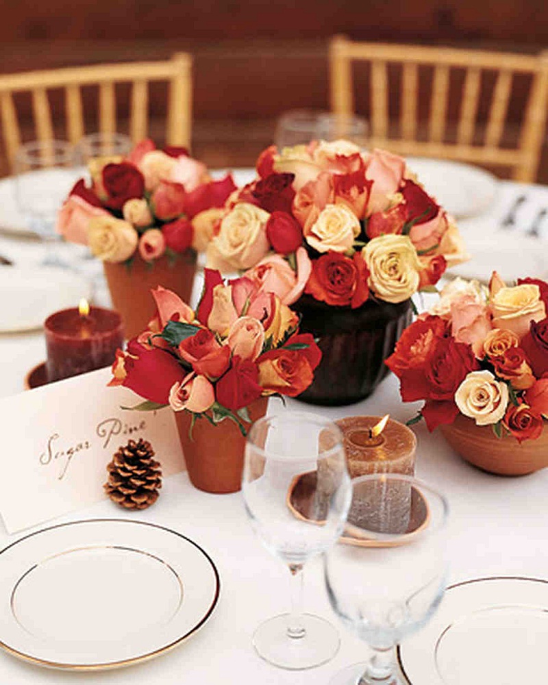 red wedding table centerpiece