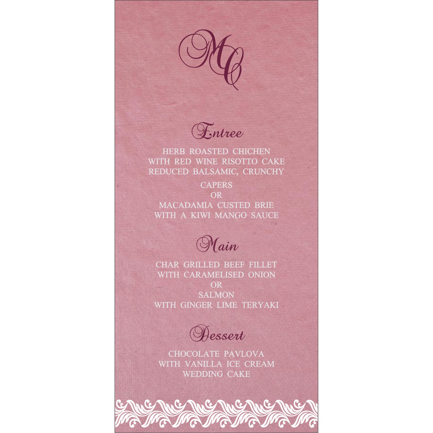 Menu Cards : CMENU 5007E