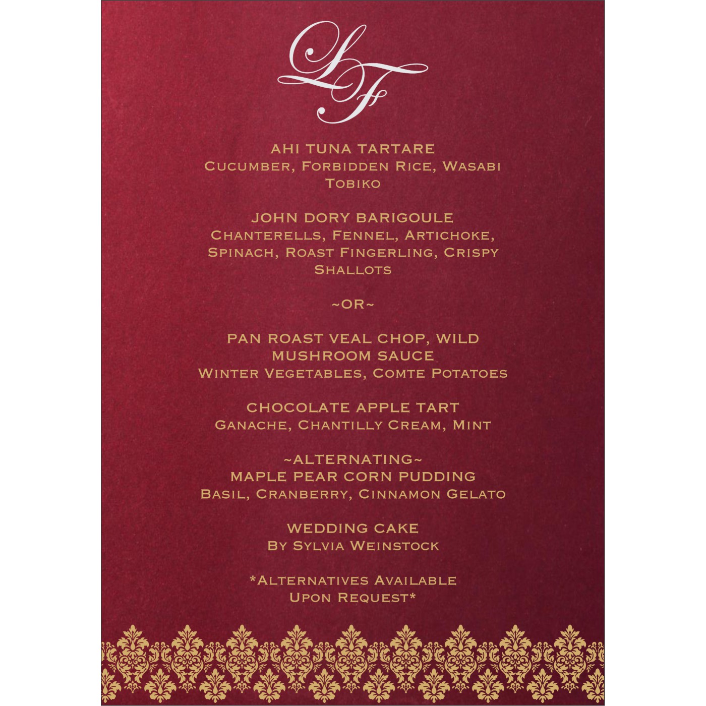 Menu Cards : CMENU 5016F