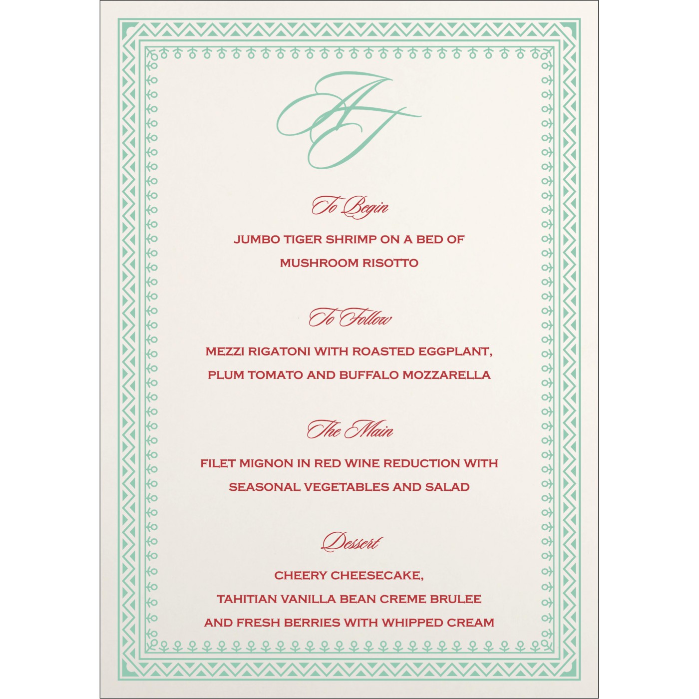 Menu Cards : CMENU 8205N