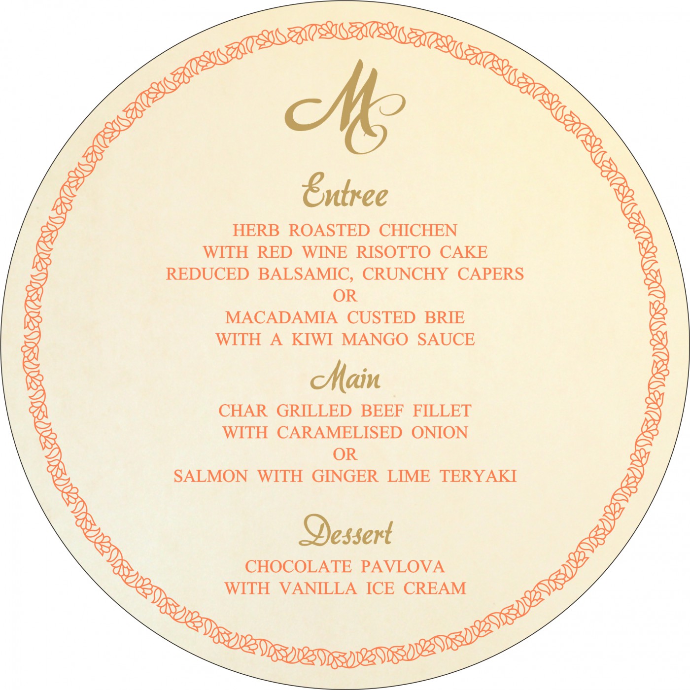 Menu Cards : CMENU 8211F