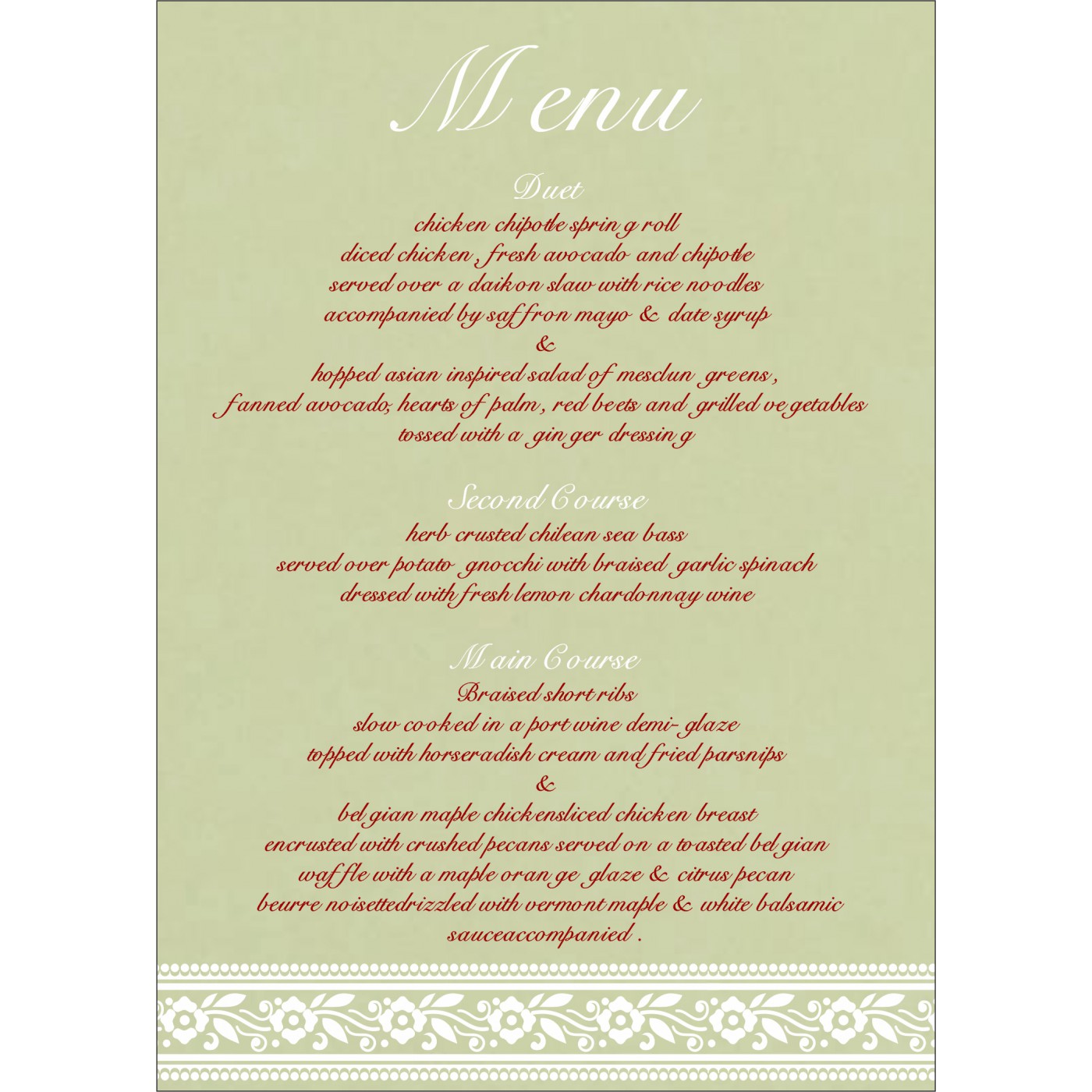 Menu Cards : CMENU 8220G