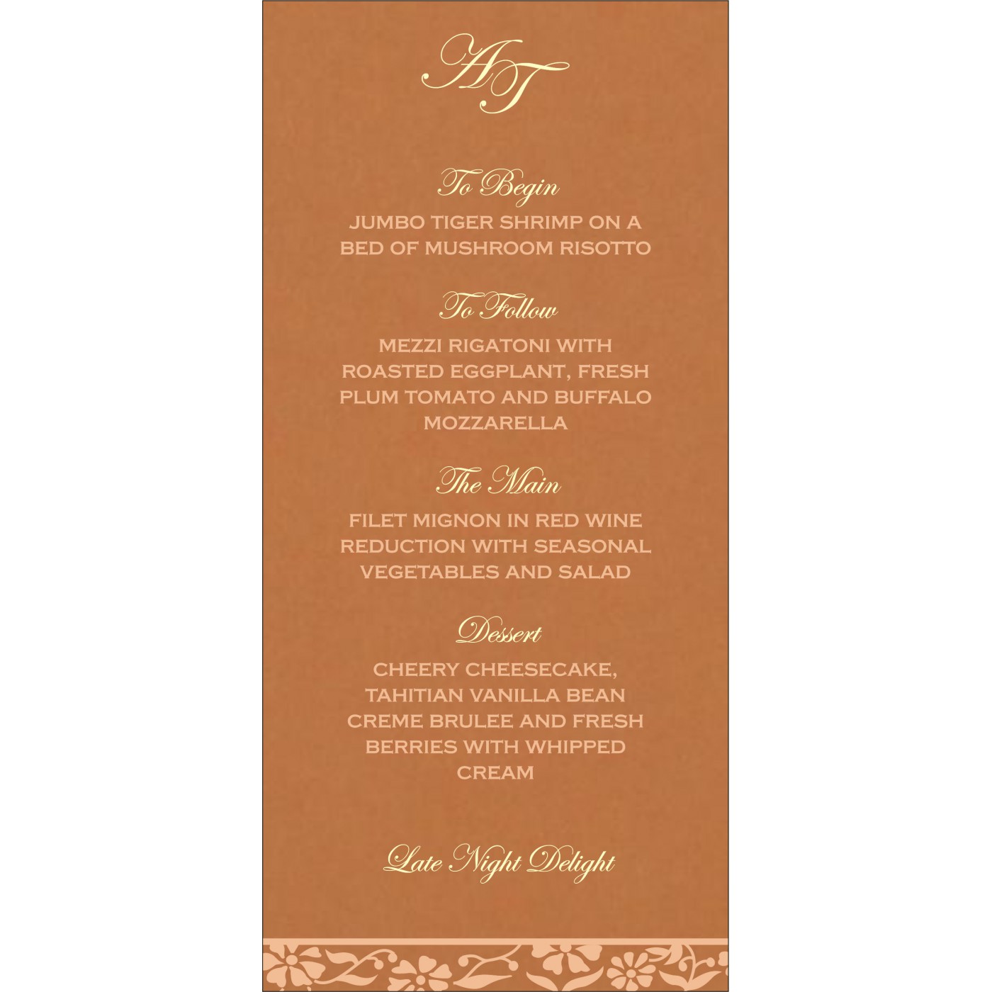 Menu Cards : CMENU 8222H