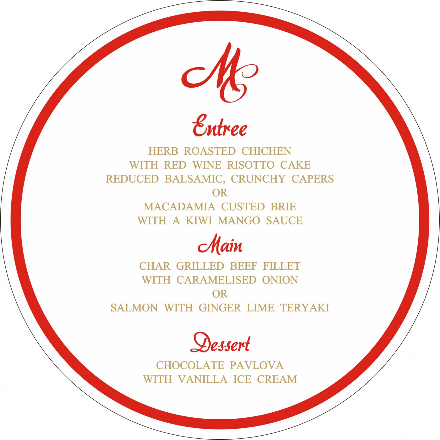 Menu Cards : CMENU 8223F