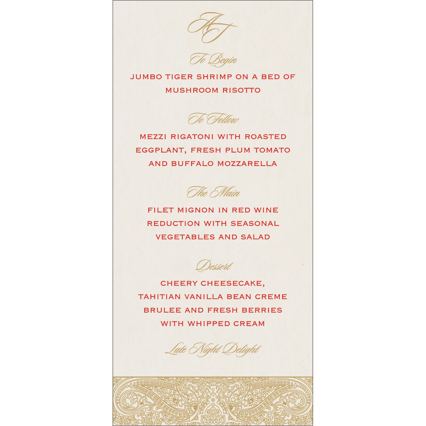 Menu Cards : CMENU 8234L